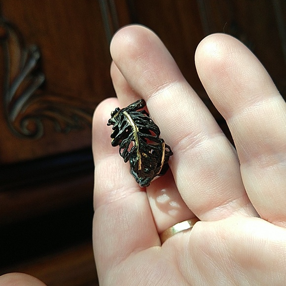 14k gold dipped 925 sterling silver oxidized coin pearl amethyst blue topaz ring - Picture 5 of 13